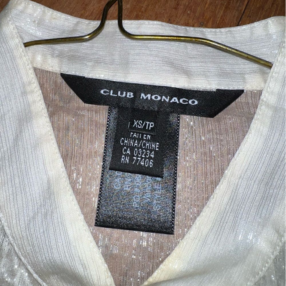Club monaco festive sheer silk blouse, ruffles, worn 1x to party! - Picture 6 of 7